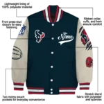 customized houston texans razorback outline blue nude varsity jacket best selling.webp