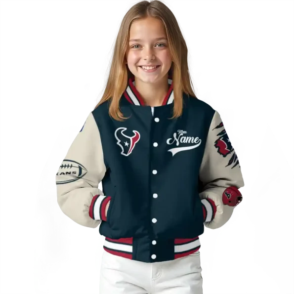 customized houston texans razorback outline blue nude varsity jacket top rated.webp
