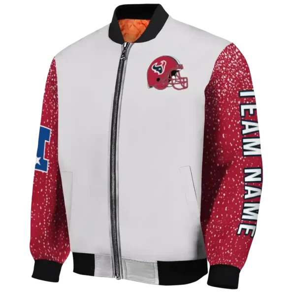 customized houston texans speckled arms blue gray bomber jacket best selling