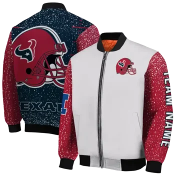 customized houston texans speckled arms blue gray bomber jacket fashion forward