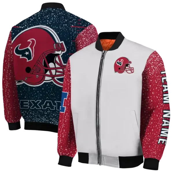 customized houston texans speckled arms blue gray bomber jacket fashion forward