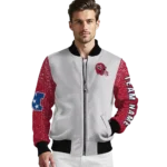 customized houston texans speckled arms blue gray bomber jacket best selling