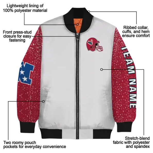 customized houston texans speckled arms blue gray bomber jacket new arrival