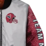 customized houston texans speckled arms blue gray bomber jacket best selling