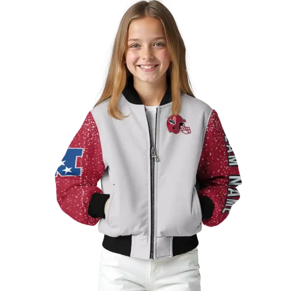customized houston texans speckled arms blue gray bomber jacket top rated