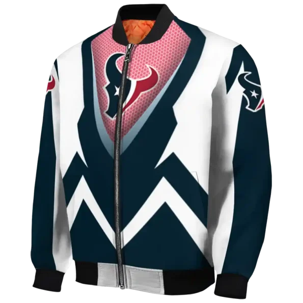 customized houston texans v stripes blue white bomber jacket best selling