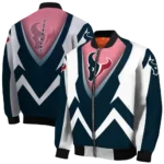 customized houston texans v stripes blue white bomber jacket best selling