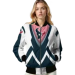 customized houston texans v stripes blue white bomber jacket best selling