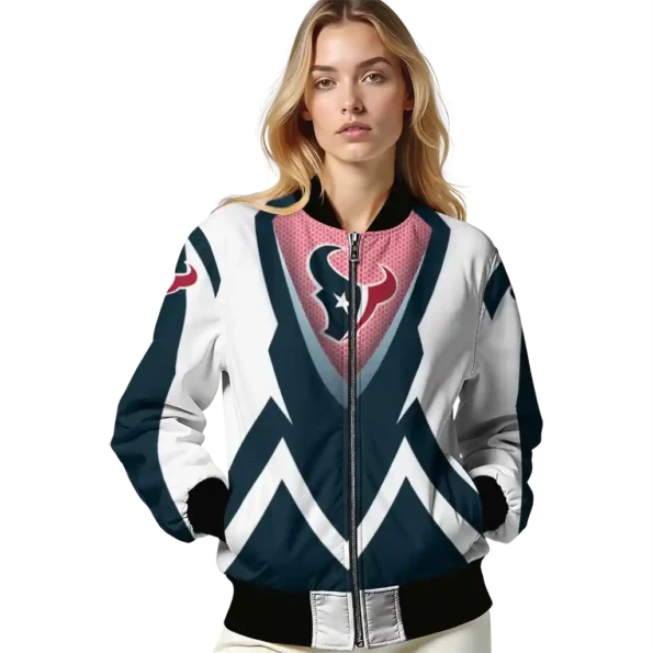 customized houston texans v stripes blue white bomber jacket latest model