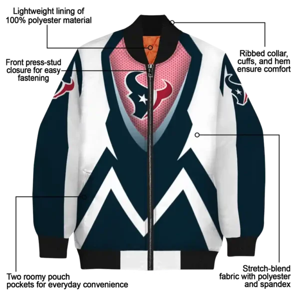 customized houston texans v stripes blue white bomber jacket new arrival