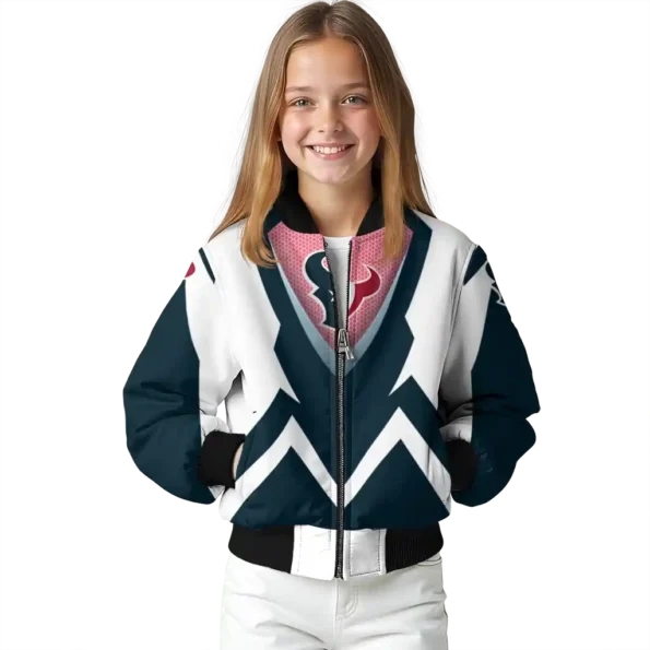 customized houston texans v stripes blue white bomber jacket top rated