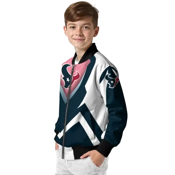 customized houston texans v stripes blue white bomber jacket trendy