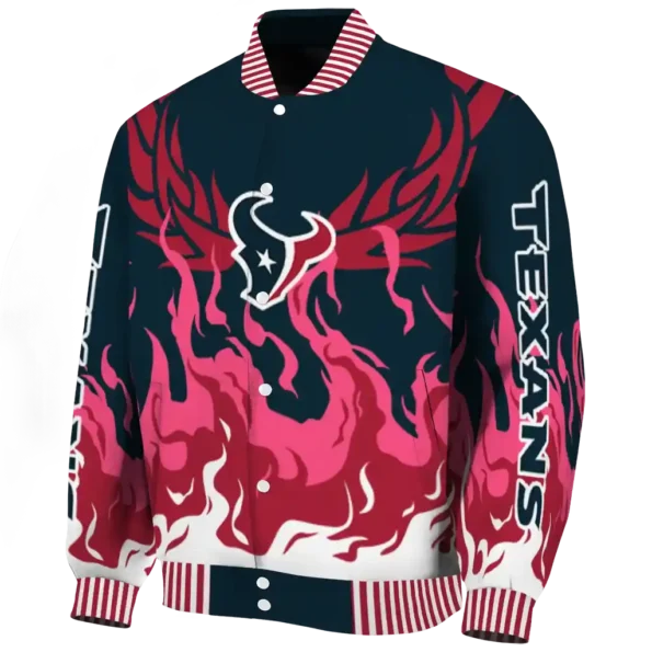 customized houston texans winged blaze blue white varsity jacket best selling.webp
