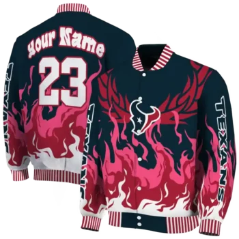 customized houston texans winged blaze blue white varsity jacket fashion forward.webp