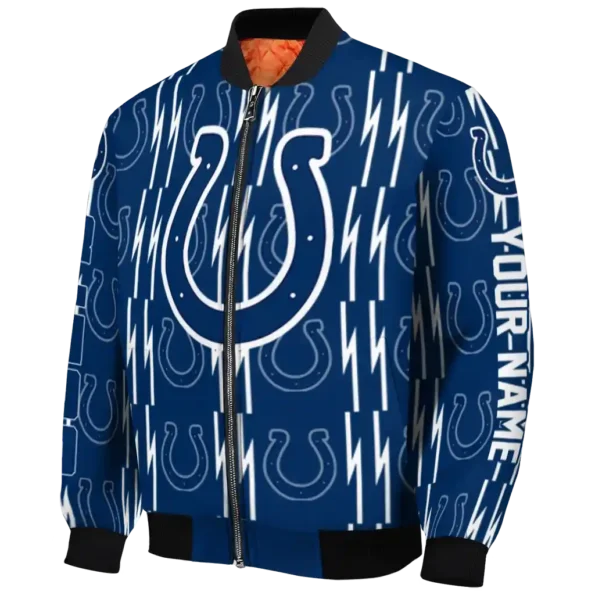 customized indianapolis colts bolt stripe blue bomber jacket best selling