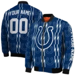 customized indianapolis colts bolt stripe blue bomber jacket best selling