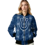 customized indianapolis colts bolt stripe blue bomber jacket best selling