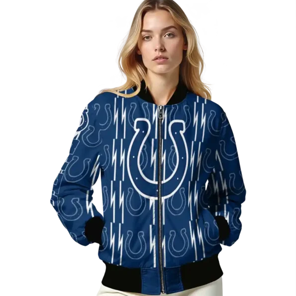 customized indianapolis colts bolt stripe blue bomber jacket latest model
