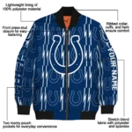 customized indianapolis colts bolt stripe blue bomber jacket best selling