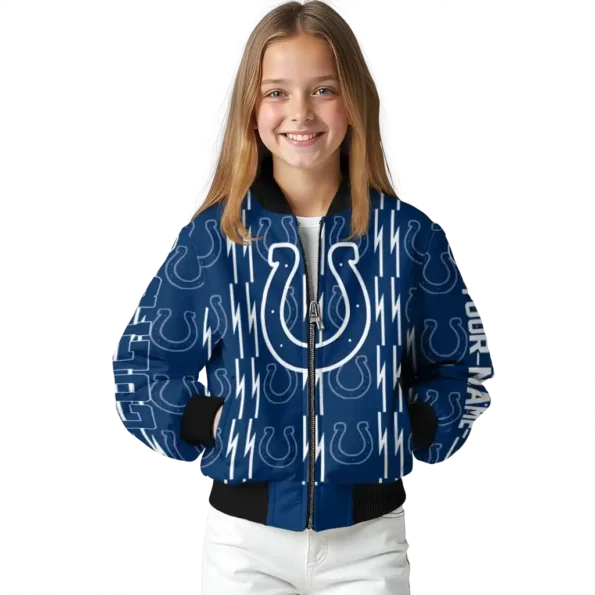 customized indianapolis colts bolt stripe blue bomber jacket top rated