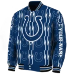 customized indianapolis colts bolt stripe blue varsity jacket best selling.webp