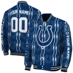 customized indianapolis colts bolt stripe blue varsity jacket best selling.webp