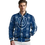 customized indianapolis colts bolt stripe blue varsity jacket best selling.webp