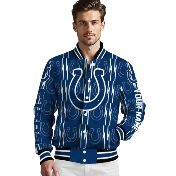 customized indianapolis colts bolt stripe blue varsity jacket high quality.webp