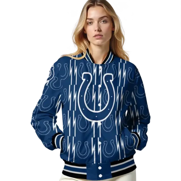 customized indianapolis colts bolt stripe blue varsity jacket latest model.webp