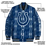 customized indianapolis colts bolt stripe blue varsity jacket best selling.webp