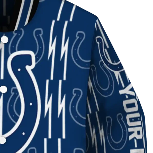 customized indianapolis colts bolt stripe blue varsity jacket premium grade.webp