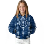 customized indianapolis colts bolt stripe blue varsity jacket best selling.webp