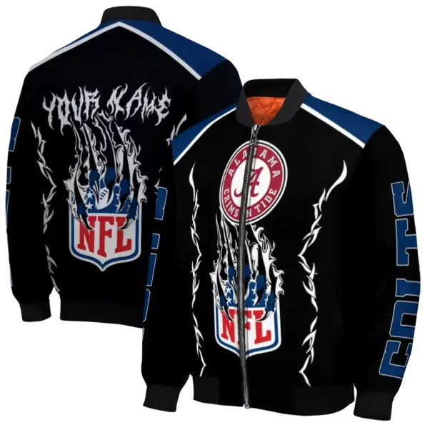 customized indianapolis colts claw blood blue black bomber jacket fashion forward