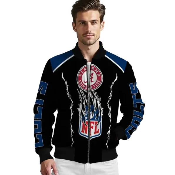 customized indianapolis colts claw blood blue black bomber jacket high quality