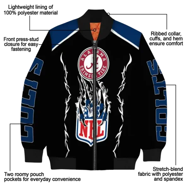 customized indianapolis colts claw blood blue black bomber jacket new arrival