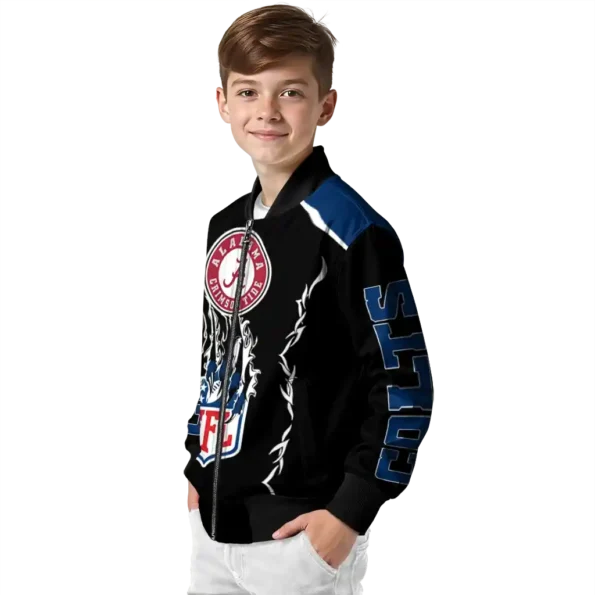 customized indianapolis colts claw blood blue black bomber jacket trendy
