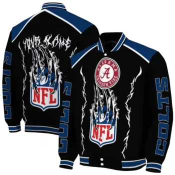 customized indianapolis colts claw blood blue black varsity jacket fashion forward.webp