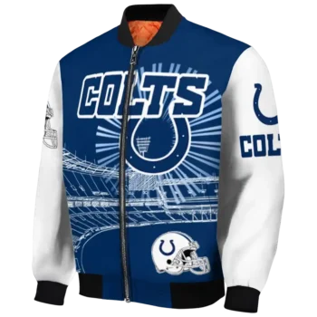 customized indianapolis colts ferris arena blue white bomber jacket best selling