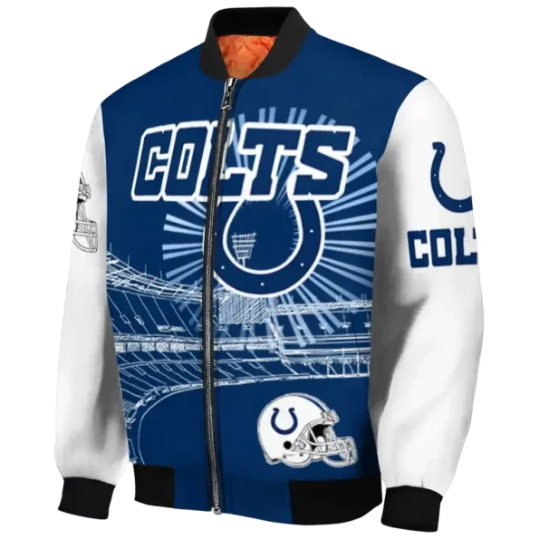 customized indianapolis colts ferris arena blue white bomber jacket best selling