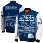 customized indianapolis colts ferris arena blue white bomber jacket best selling