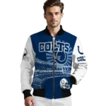 customized indianapolis colts ferris arena blue white bomber jacket best selling