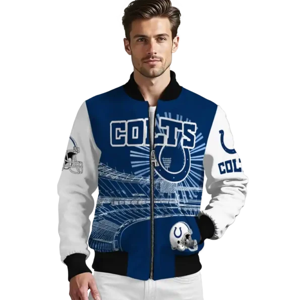 customized indianapolis colts ferris arena blue white bomber jacket high quality