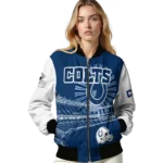customized indianapolis colts ferris arena blue white bomber jacket best selling