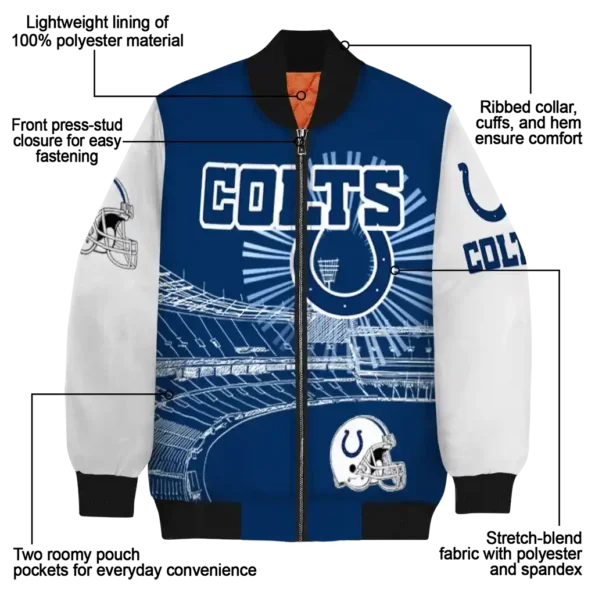 customized indianapolis colts ferris arena blue white bomber jacket new arrival