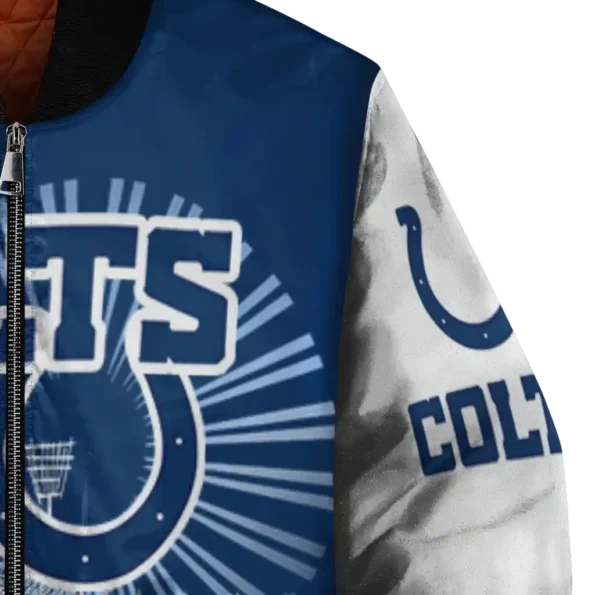 customized indianapolis colts ferris arena blue white bomber jacket premium grade