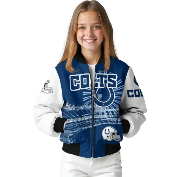 customized indianapolis colts ferris arena blue white bomber jacket top rated