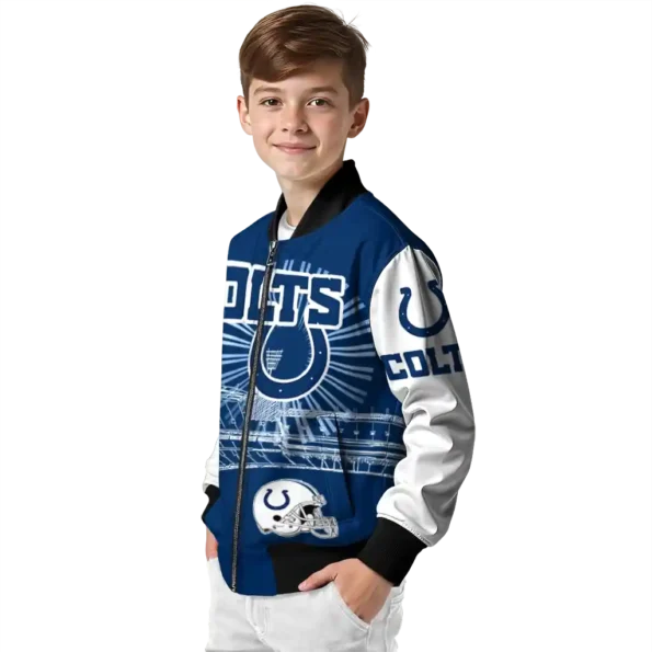 customized indianapolis colts ferris arena blue white bomber jacket trendy