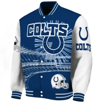 customized indianapolis colts ferris arena blue white varsity jacket best selling.webp