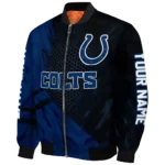 customized indianapolis colts hexagon mesh blue black bomber jacket best selling