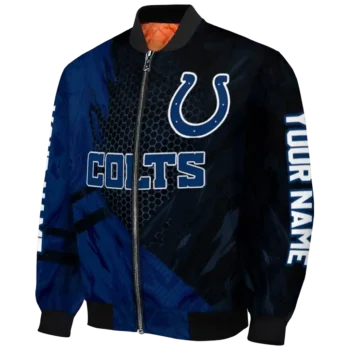 customized indianapolis colts hexagon mesh blue black bomber jacket best selling